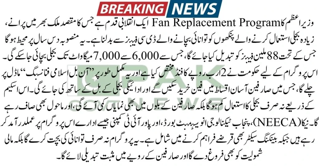 Shahbaz Sharif fan scheme, energy saving fans 2025, PM fan replacement plan, free fan scheme Pakistan, efficient fan distribution, electricity bill reduction, energy smart program, 2025 fan scheme Punjab, PM energy project, smart home cooling, fan replacement program